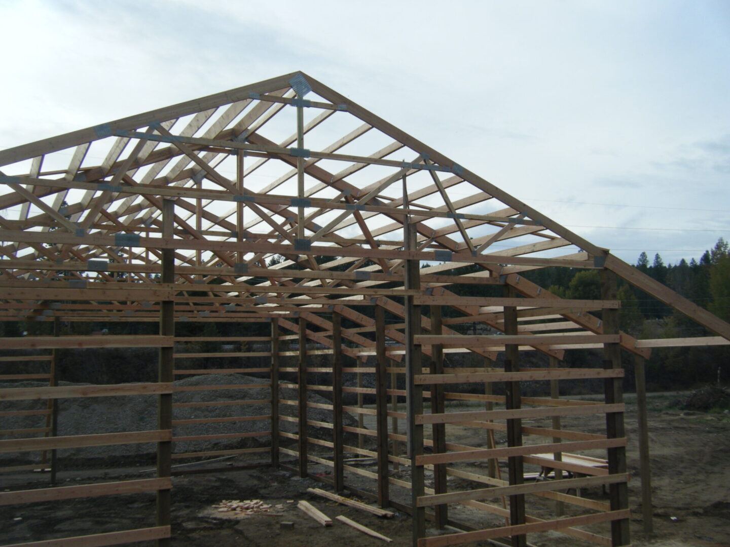 Wooden foundation of a new house being constructed