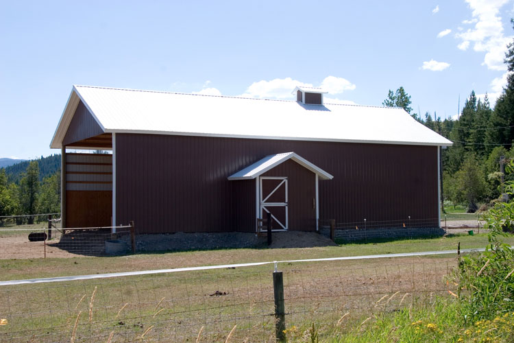 View of a brown barn's entrance