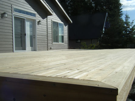Side view of a wooden deck
